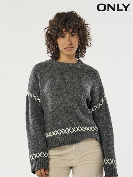 ONLY Contrast Stitch Knitted Pullover Jumper (AU9219) | 27 €
