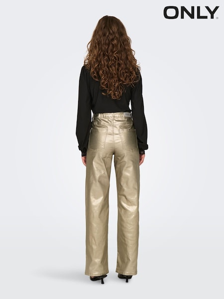 ONLY High Waisted Wide Leg Metallic Jeans (AU9221) | 33 €