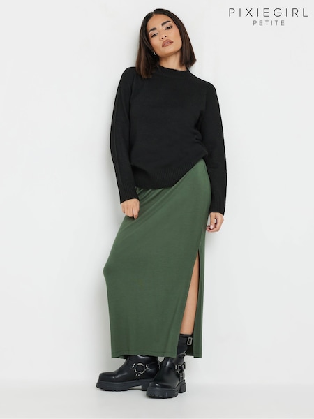 PixieGirl Petite Green Split Maxi Skirt (AU9245) | ₪116
