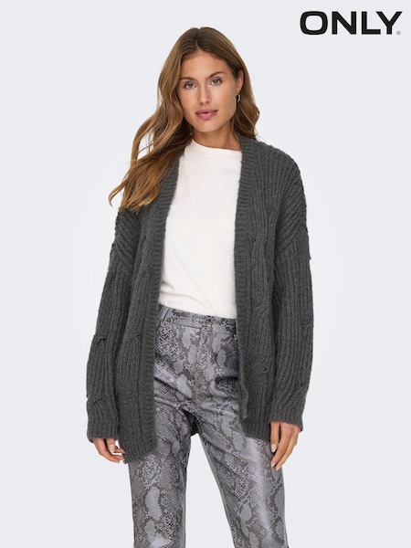 ONLY Grey Chunky Knitted Open Cardigan (AU9252) | €26