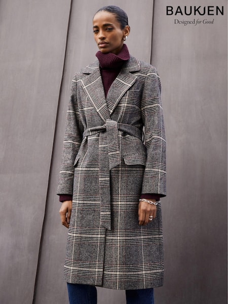 Baukjen Aye Check Brown Coat (AU9284) | ‏870 د.إ.‏