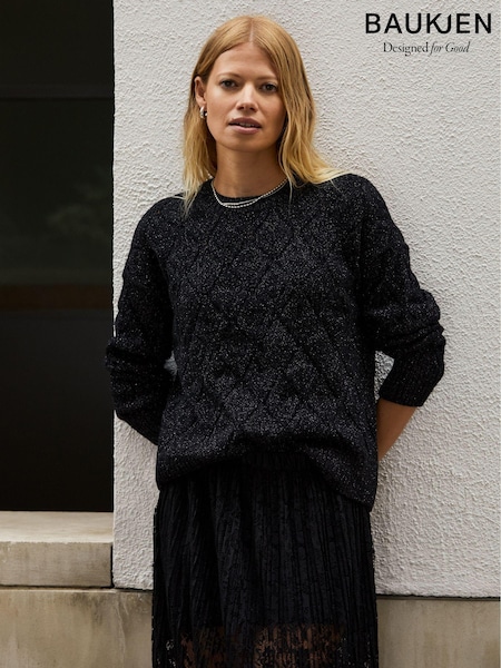 Baukjen Lumi Sparkle Stitch Detail Black Jumper (AU9291) | 933 LEI