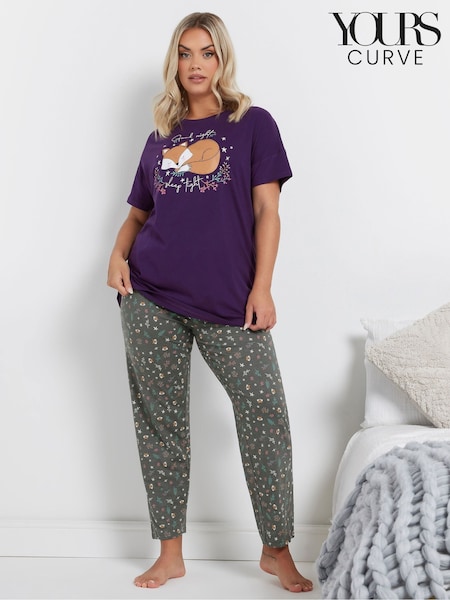 Yours Curve Goodnight Sleep Tight Slogan 100% Cotton Pyjamas Set (AU9357) | ‏139 ر.ق.