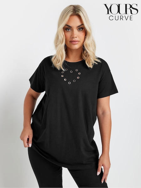 Yours Curve Eyelet Heart 100% Cotton T-Shirt (AU9375) | 142 LEI