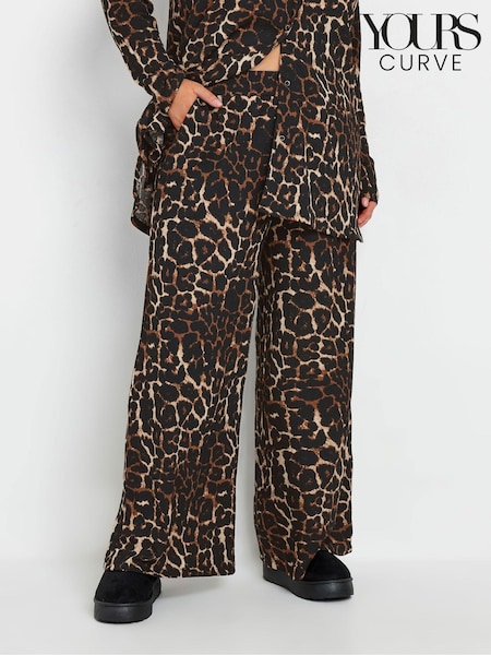 Yours Curve Brown Leopard Print Trousers (AU9391) | AED157