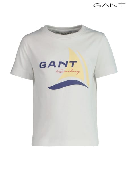 GANT White Kids Sports New Haven Logo T-Shirt (AU9469) | €40