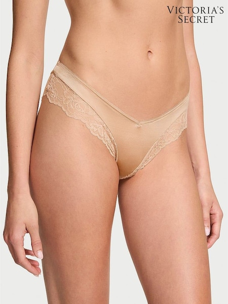 Victoria's Secret Praline Nude Cheeky Rose Lace Trim Knickers (AU9499) | €15.50
