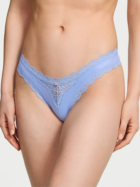 Victoria's Secret Blue Cameo Lace Trim Brazilian Knickers (AU9502) | €15.50