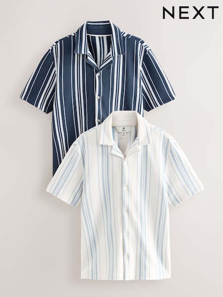 Blue/White Short Sleeve Stripe Jersey Shirts 2 Pack (AU9570) | OMR26