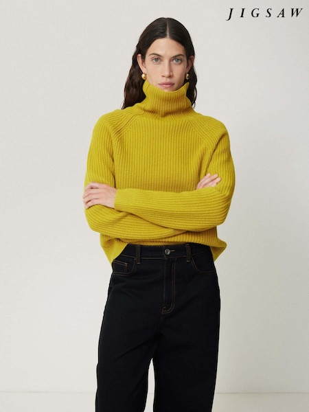 Gelb - Jigsaw merino fisherman junmper (AU9645) | 111 €