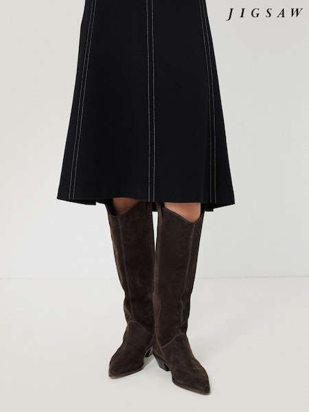 Jigsaw Brown Suede Knee High Western Boots (AU9649) | AED728
