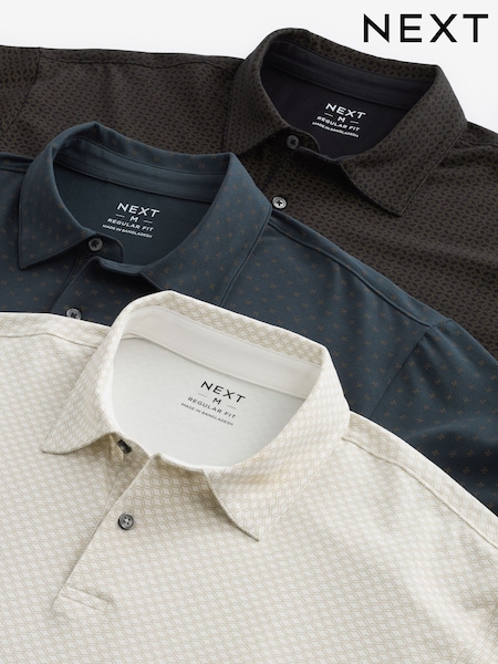 Gold Regular Fit Short Sleeve Jersey Polo Shirts 3 Pack (AU9671) | 238 QAR