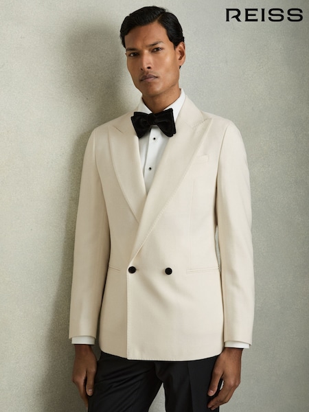Reiss Ivory White Knight Slim Fit Single-Breasted Stretch Suit Blazer (AU9683) | AED2,520
