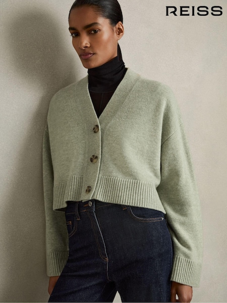 Reiss Sage Rixy Wool-Cashmere Cropped Cardigan (AU9701) | ₪1,021