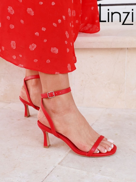 Linzi Red Elevate Low Stiletto Heeled Sandals (AU9855) | ₪171