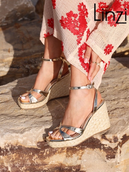 Linzi Gold Tequila Cross-Over Strapped Wedges (AU9886) | €51