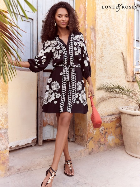 Love & Roses Mini Shirt Dress (AU9967) | 439 LEI