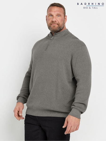 Сірий - Бавовняні джемпери BadRhino Big & Tall Milano Quarter Zip 100% Cotton (AV0001) | 2 043 грн