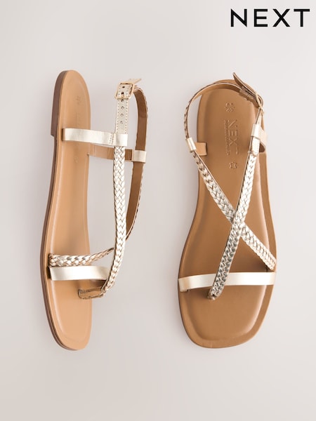 Кожа цвета розового золота - Forever Comfort® Plait Strappy Toe Thong (AV0082) | €23