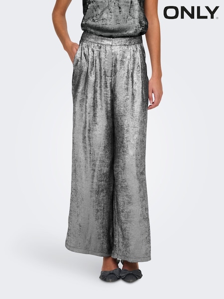 ONLY Metallic Wide Leg Pleated Trousers (AV0313) | €28