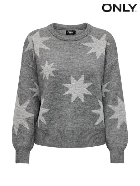ONLY Grey Glitter Star Knitted Jumper (AV0314) | $48