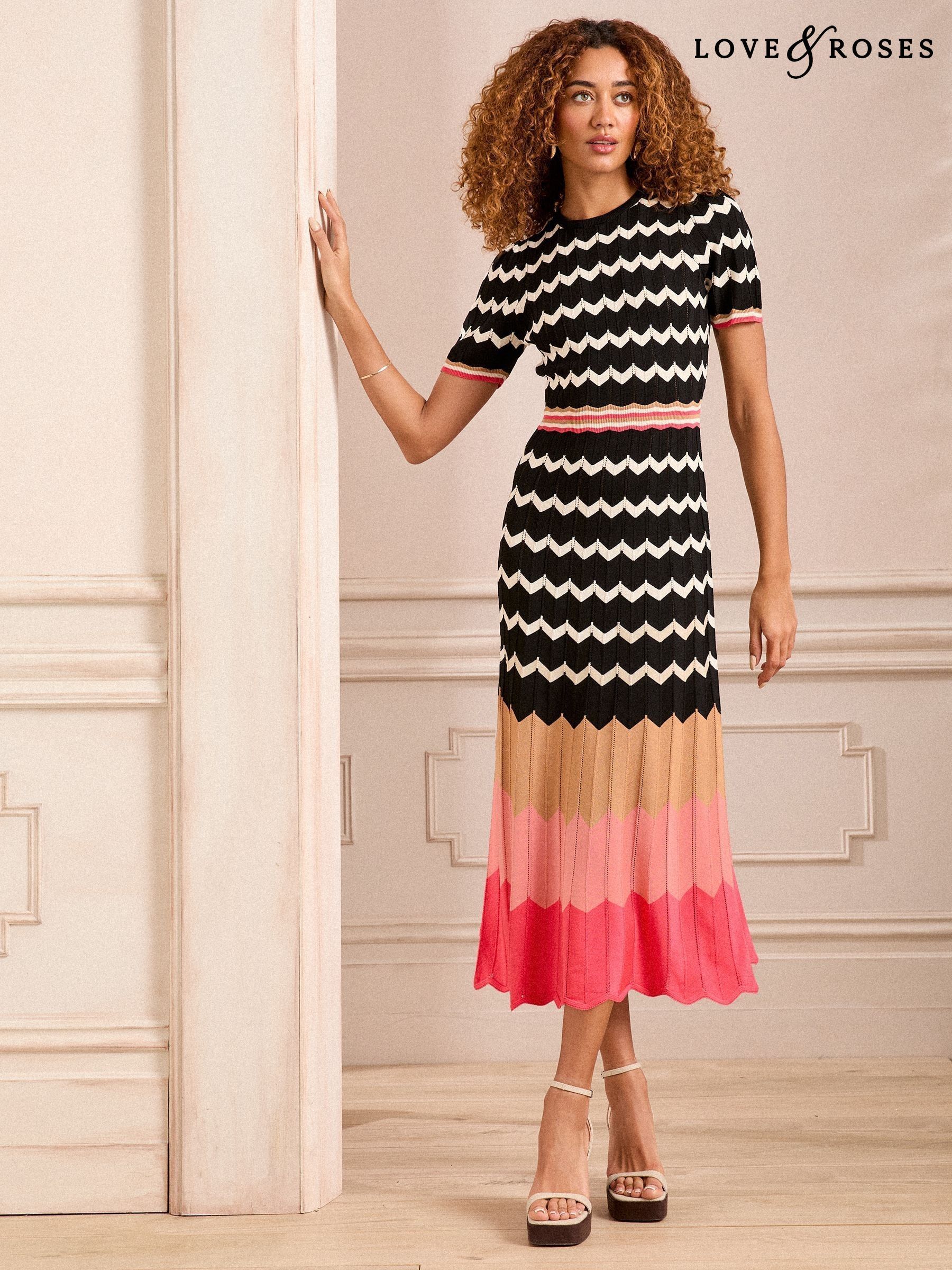 【Love & Roses】【日本未入荷】半袖 ニット ミディ ワンピース Women's, Love & Roses, Midi, Knitwear | Next Japan