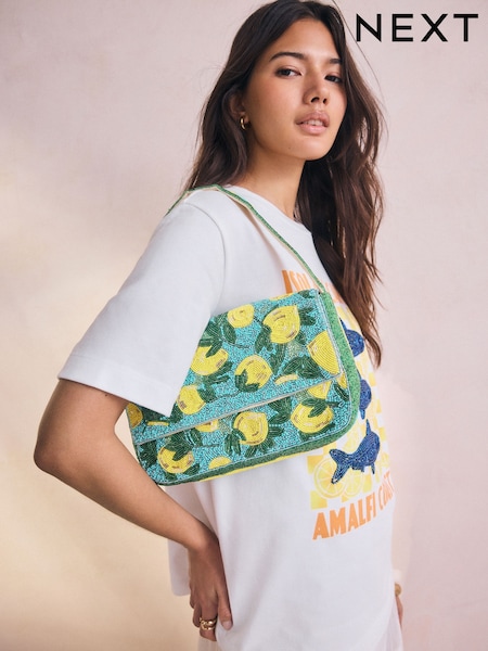 Blue Lemon Sequin Shoulder Bag (AV0682) | €62