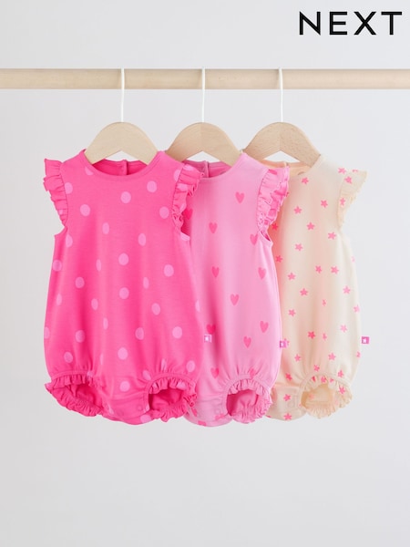 Rosa Tonales Herzmuster - Baby Frill Jersey Rompers 3 Pack (AV0816) | 23 € - 28 €