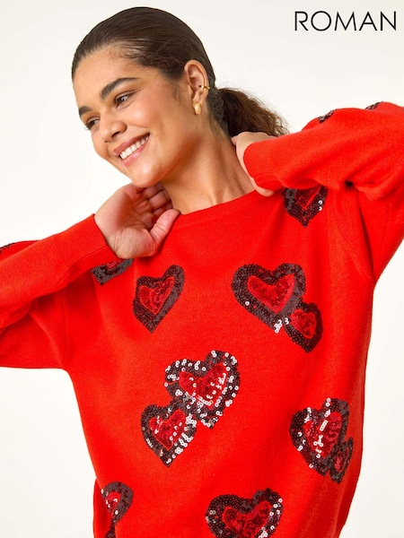 Roman Orange Heart Sequin Detail Jumper (AV0878) | €53