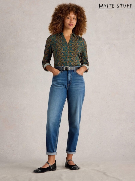 White Stuff Green Annie Printed Sparkle Shirt (AV0906) | 141 QAR