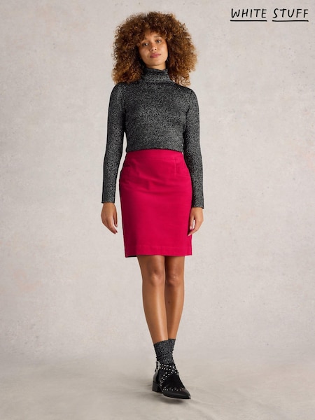 White Stuff Pink Coral Velvet Skirt (AV0910) | 188 QAR