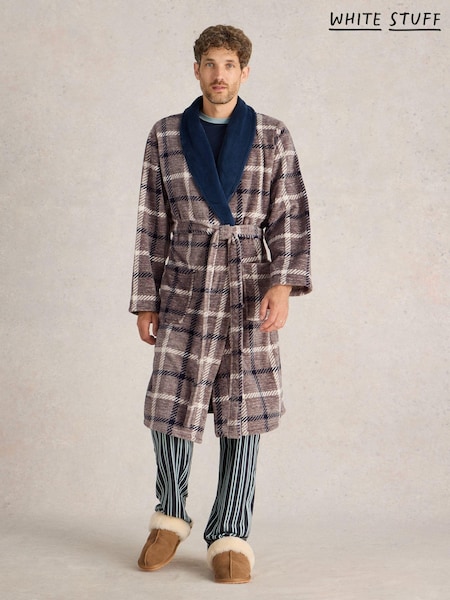 White Stuff Grey Checked Fleece Dressing Gown (AV0938) | €42
