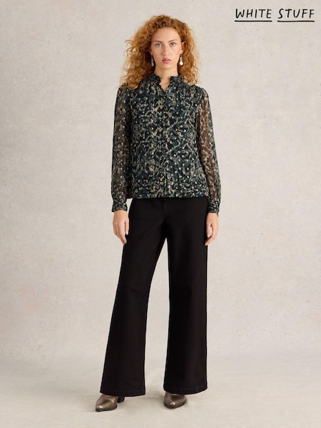 White Stuff Black Mirabel Metallic Spot Top (AV0941) | €46