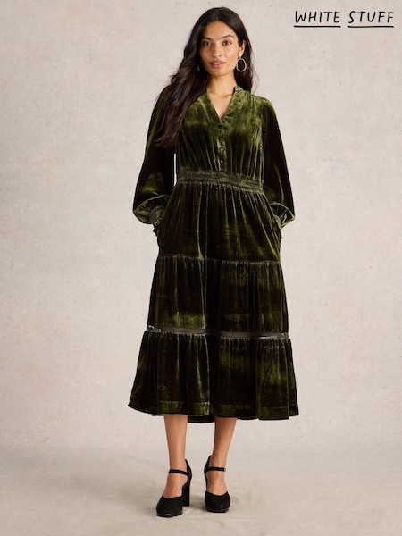White Stuff Green Harley Velvet Dress (AV0949) | €79