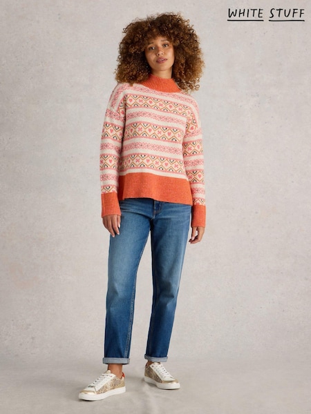 White Stuff Orange Scandi Twist Fairisle Pattern Jumper (AV0954) | €41.50