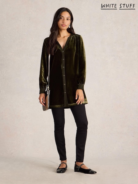 White Stuff Green Olive Velvet Tunic (AV0977) | €50