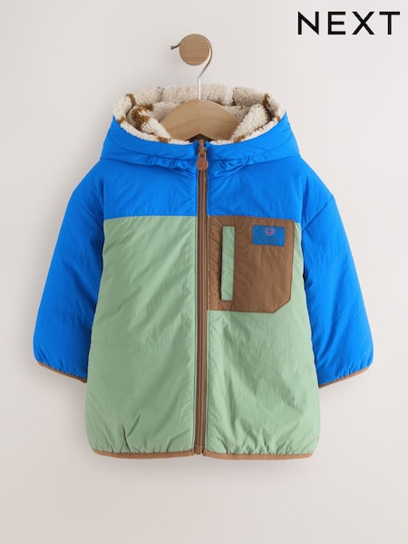 Blue/Green Reversible Borg Jacket (3mths-7yrs) (AV0992) | €33 - €39