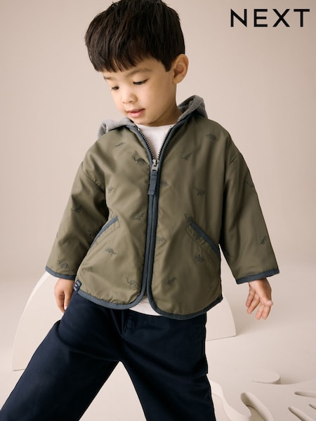 Khaki Green Dinosaur Embroidered Jacket (3mths-7yrs) (AV1001) | €33 - €37