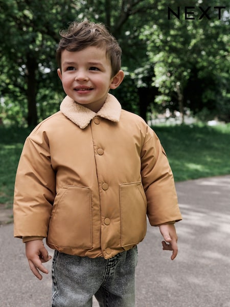 Neutral Borg Collared Coach Jacket (3mths-7yrs) (AV1026) | R$ 235 - R$ 275