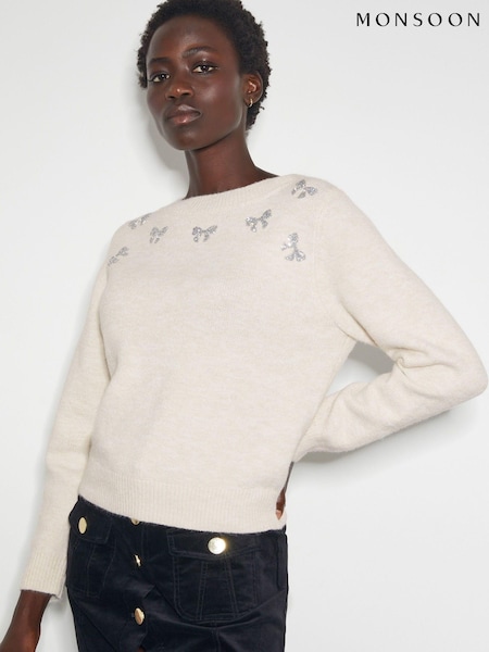Monsoon Mal Glitter Bow Jumper (AV1037) | €63