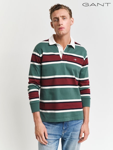 GANT Green Striped 100% Cotton Rugby Shirt (AV1143) | €86