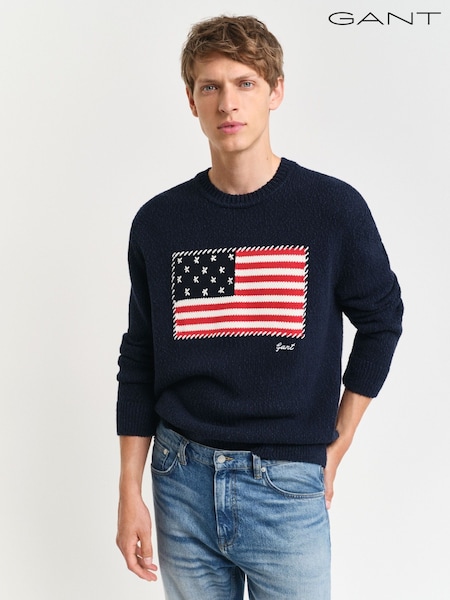 GANT Blue Flag Knitted Crew Neck Jumper (AV1148) | R$ 1,875