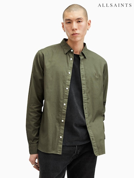 AllSaints Green Hawthorne Long Sleeves Shirt (AV1240) | R$ 880