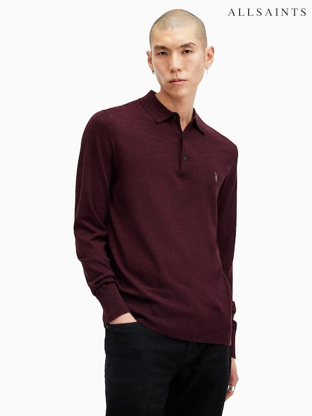 AllSaints Red Mode Merino Long Sleeves Polo Shirt (AV1248) | R$ 940