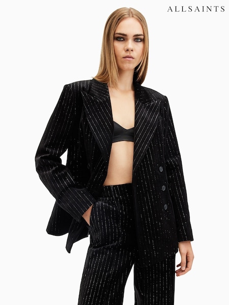 AllSaints Black Sevenh Vel Blazer (AV1250) | 1,480 QAR