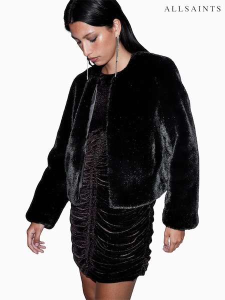 AllSaints Black Florence Faux Fur Coat (AV1285) | €191