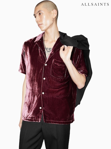 AllSaints Red Runa Short Sleeves Shirt (AV1313) | R$ 1,175