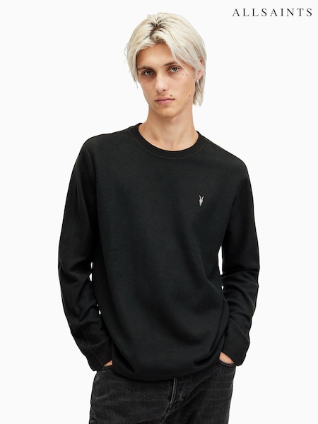 AllSaints Black Rowe Long Sleeve Crew Neck T-Shirt (AV1314) | €72
