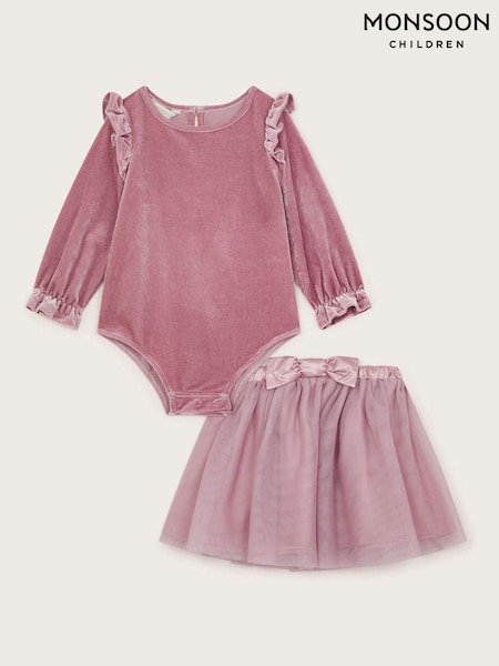 Monsoon Pink Baby Velour Romper and Tutu Set (AV1404) | €51 - €53