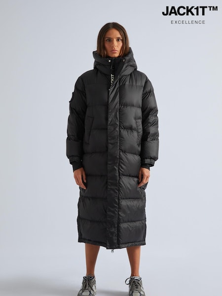 JACK1T Cocoon Extra Long Black Coat (AV1405) | ₪1,735